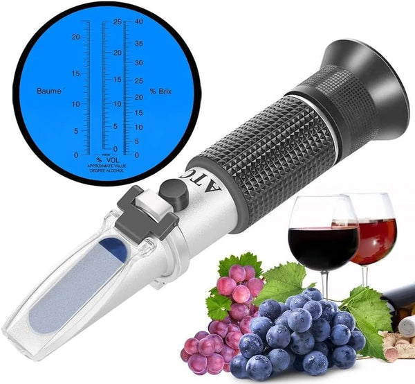 KYKYK Refractometer, 3-in-1 Grape Wine Refractometer 0-25% Alcohol 0-40% Brix 0-25Baume' Tester Concentration