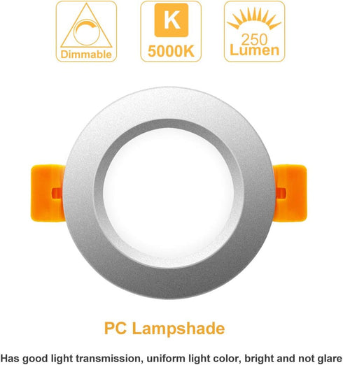 2 Inch Dimmable 3W(35W 5000K CRI80, Driver(4 Pack) YGS-Tech LED Recessed Lighting, Downlight Halogen Equivalent)