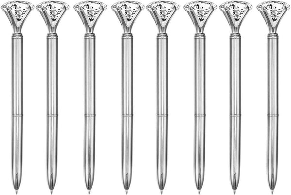 Heidi 8PCS Crystal Diamond Ballpoint Pens, Rhinestone Black Ink Metal Sign Pen for School Office Supplies