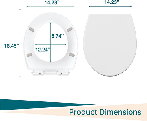 GarveeLife Toilet Seat Round, American Standard, Slow Close Lid, Quick Release Hinges, Non-Slip Bumpers, Easy Install