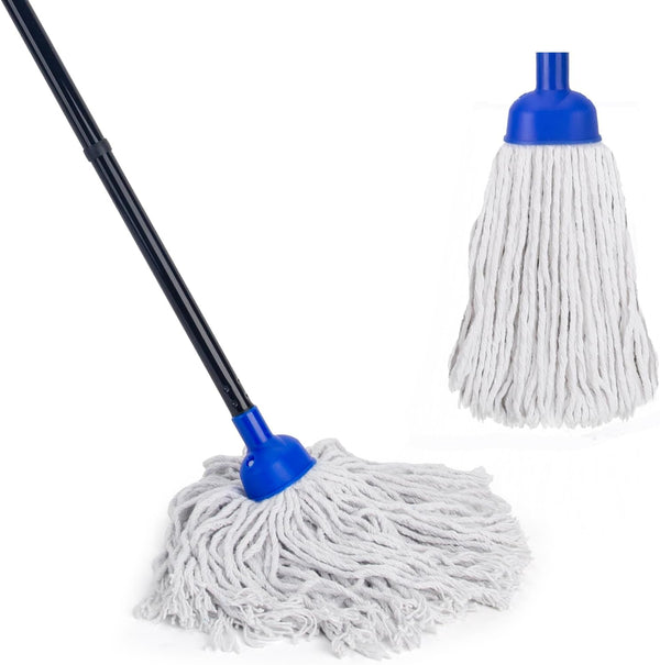 KeFanta Mop for Floor Cleaning, 2 Pcs Cotton String Wet Mops Replacement Head Refill with 0.8" Diameter Mop Handle
