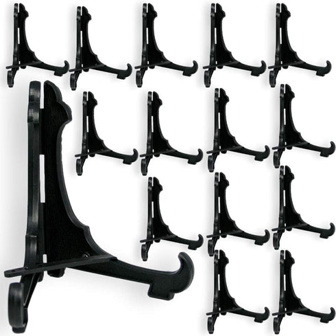 Black Plastic Easels with Locking Bar - Pack of 15 Pieces, 4"H for Displaying Items