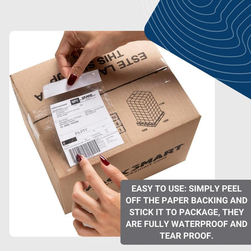 USPACKSMART 200 Units, 4.5"x5.5" Clear Packing List Shipping Label Envelopes - Heavy Duty Adhesive for Labels &
