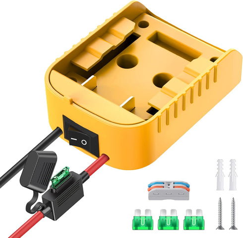 Dewalt 20V Battery Adapter for Power Wheels - Battery Conversion Kit with Switch, Fuse, Wire Terminals & 12AWG Wire