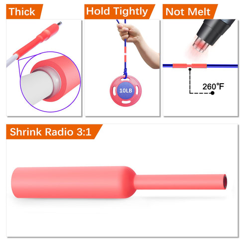 Heat Shrink Tubing Kit - 3:1 Ratio, 1/4", 5/16", 3/8" Tube, Red Wire Shrink Wrap Protector for Electrical Tubing