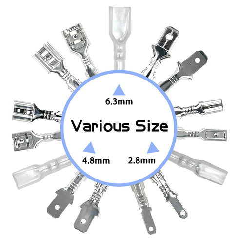 320 PCS 2.8/4.8/6.3 mm Quick Splicing Spade Connector Kit, with Insulating Sleeve for Car Audio Speaker Wiring