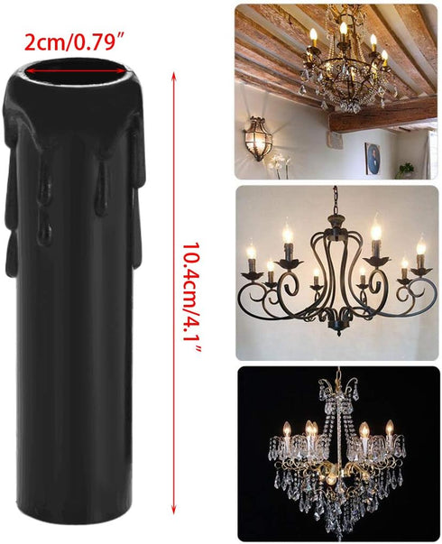 Skelang 24 4" Pcs Tall Candle Socket Covers, Black Candle Covers Sleeves Fit to Most Chandeliers, Chandeliers Base