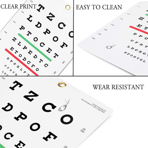 PECULA Snellen Chart, Wall Chart for Eye Exams, 10 ft, 9 x 14 in