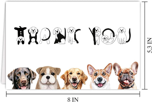 RUALOVE Cute Dog Thank You Card - Appreciation Gift for Friend, Teacher, Boss, Coworker or Dog Lover - Pun Veterinarian
