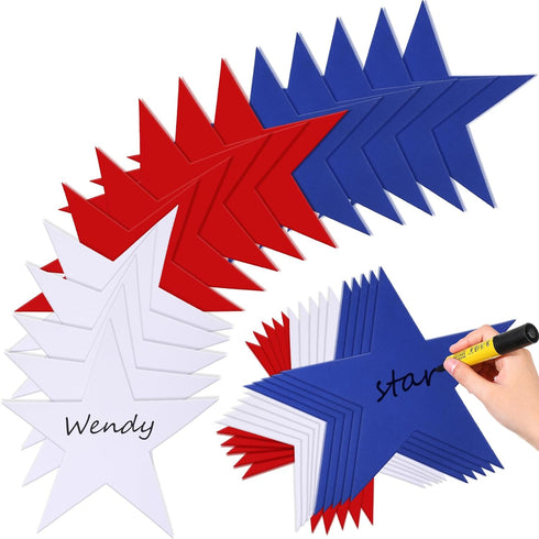Ctosree 120 Pcs 12 Inch Large Double Sided Patriotic Star Cutouts Paper Red White Blue for 4th of July Classroom