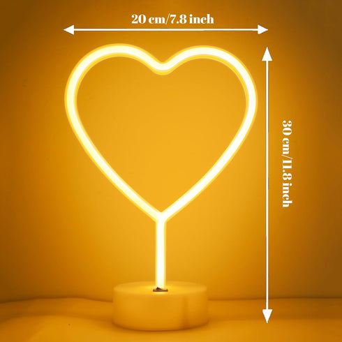 LED Heart Shaped Neon Night Lights Warm White Neon Lamp USB & Battery Powered Hanging Wedding Sign Novelty Indoor Lamps