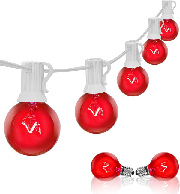 G40 Valentines Day Red Globe String Lights, 25Ft Outdoor Valentines Day Decorations