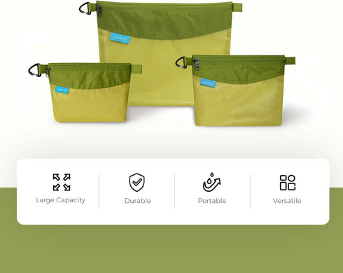 pack all Water-Resistant Material Zipper Pouch, Mesh Zipper Bag for Storage, Travel, Office (Small) (Green)
