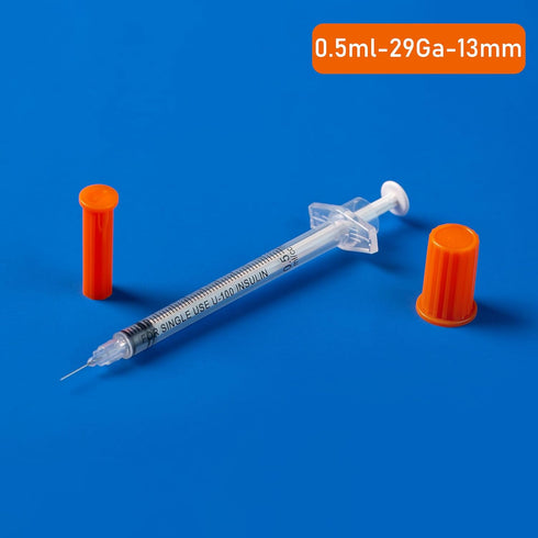 0.5ml 29Ga 1/2 Inch Syringe with Needles, Sterile Disposable, Pack of 100