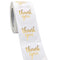 Thank You Label Sticker - 1.5" Round, 500 Labels per Roll for Birthday, Wedding, Gift, Bridal Shower (White/Gold)