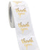 Thank You Label Sticker - 1.5" Round, 500 Labels per Roll for Birthday, Wedding, Gift, Bridal Shower (White/Gold)