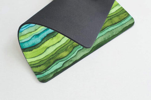 Smooffly Mouse Pad with Bright Blue and Green Waves, Watercolor Wavy Texture Design, Non-Slip for Computers