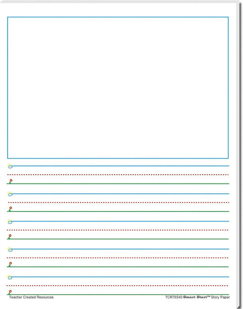 Teacher Created Resources Smart Start 1-2 Story Paper, 40 Sheet Tablet, White (76540)