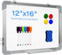 White Board Dry Erase - 12" x 16" Magnetic Double-Sided Board, 6 Markers, 4 Magnets, 1 Eraser for School, Office