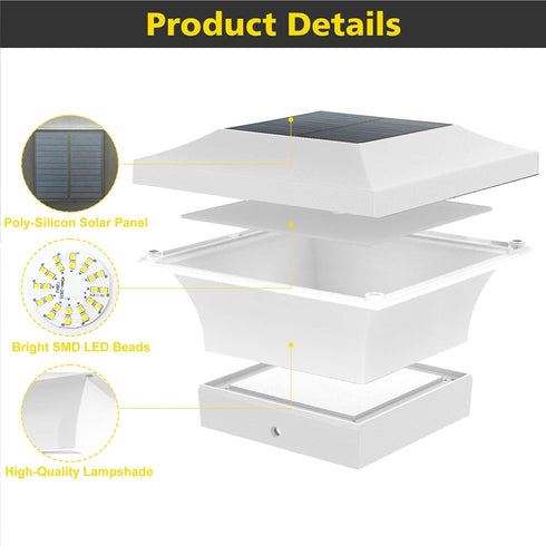 4 4 3000K 2 Pack) T-SUN Solar Post Cap Lights, Waterproof Outdoor Solar Powered Deck Fence Post Lights for X