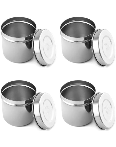QWORK Stainless Steel Ointment Jar with Lid, 4 Pack Medical Container Jars 10 oz for Liquid, Cotton Ball, Gauze, Swab