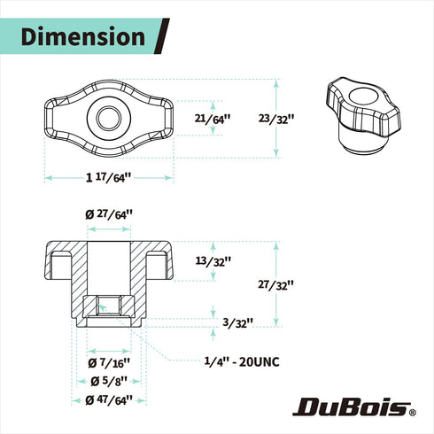 DuBois 10 Pack 1/4"-20 Wing Knobs, Clamping Knobs with 7/8" Depth & 1-1/4" Head Length for T Track Accessories