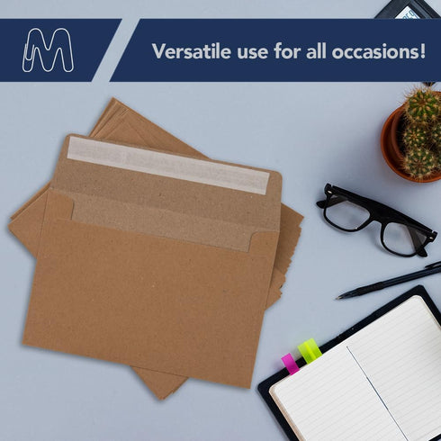MOS A2 Invitation Envelopes, 4-3/8" X 5-3/4" Kraft Self Seal, 500 Count, Heavy Duty Gift Card Envelopes