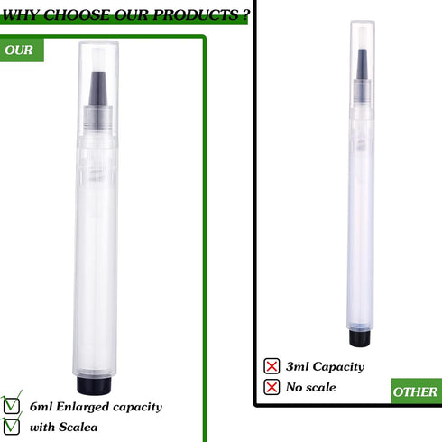 6ml Touch up Paint Pen Fillable Brush Pens for Wall Wood Repair, Clear Furniture Paint Kit (10)