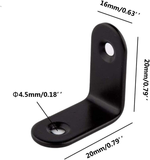 8 Pack 0.8'' Corner Bracket Shelf Bracket,Heavy Duty Black Stainless Steel L Corner Brace,Right Joint Angle Brackets