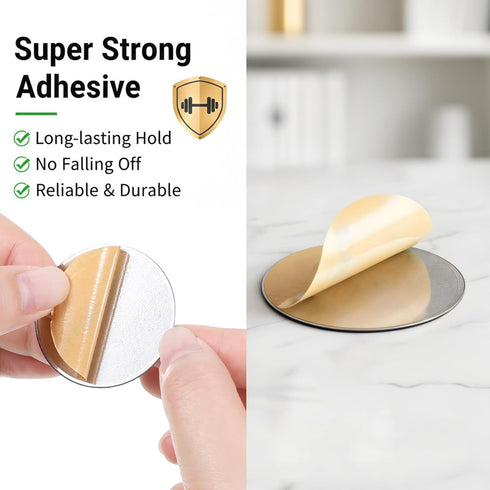 Xosjska 14 Pack Counter Cabinet Lights Magnetic Sticky, Round Adhesive Metal Plates for Magnetic Mounts Stainless Steel