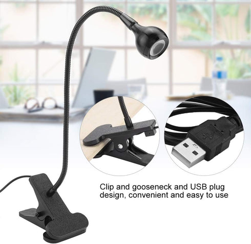 LED Clip On Reading Light, Book Light, USB Mini Desk Night Lamp with Clip for Home Study (Warm-Black)