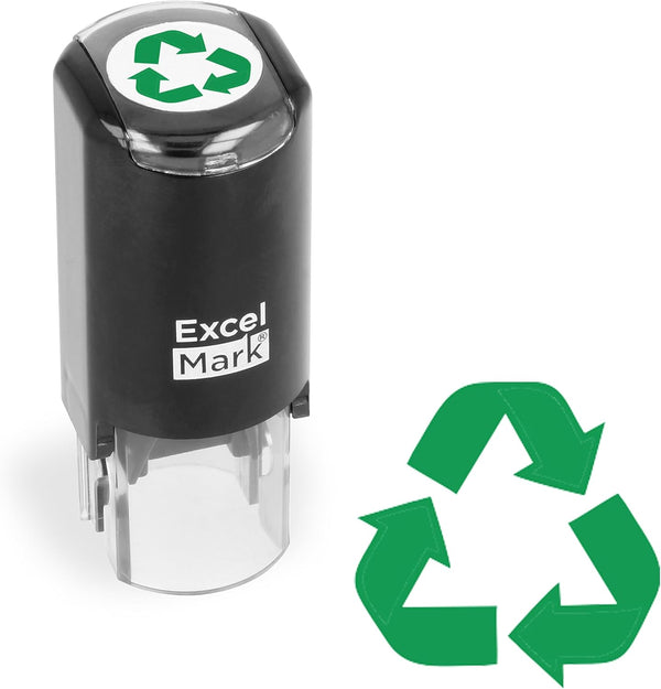 ExcelMark Recycle Symbol A17 Self Inking Rubber Stamp, Green Ink
