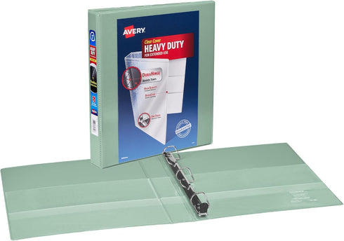 Avery Heavy-Duty View 3 Ring Binders, Customizable Cover, 1 Inch Slant Rings, 1 Sage Binder (79818) by AVERY