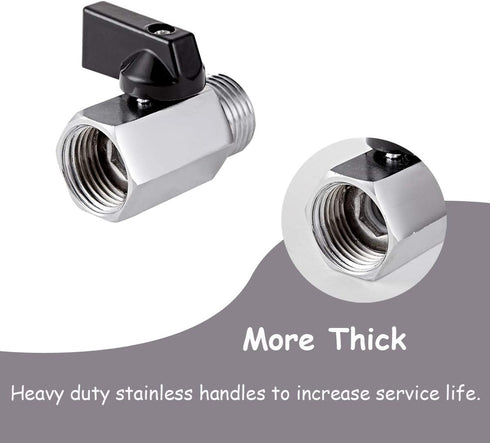 2 Pack Brass Mini Ball Valve, 1/2" NPT Female x Male Thread Shut-Off Valve