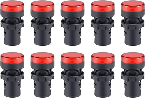 uxcell 10Pcs Red Indicator Light AC/DC 110V 22mm Panel Mount for Electrical Control Panel, HVAC, DIY Projects