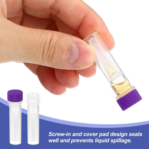 PATIKIL 0.5ml Plastic Cryogenic, 25Pcs Self Standing Cryogenic Vial Screw Top Test Tube for Lab Science, Purple Cap