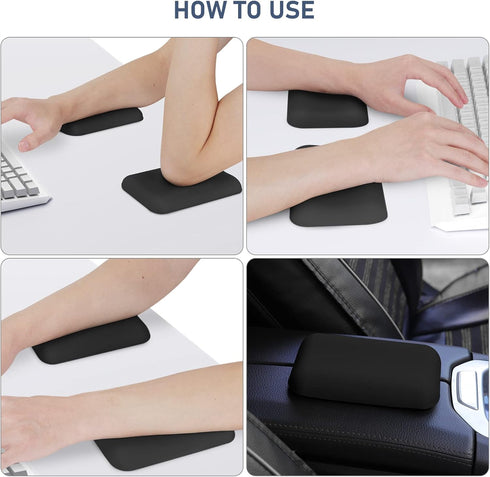 Leolee Elbow Elbow 1 Pack Rest Pads for Desk, Black Ergonomic Arm Rest Pads with Memory Foam & Non-Slip Base, Armrest