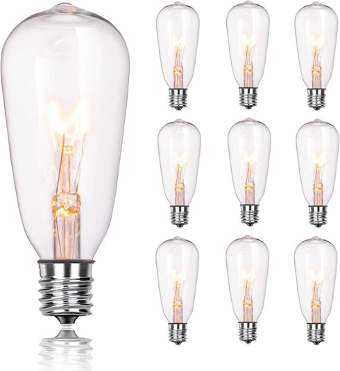 10-Pack Edison Replacement Light Bulbs, 120V 7W E17/ Intermediate Screw Base Light