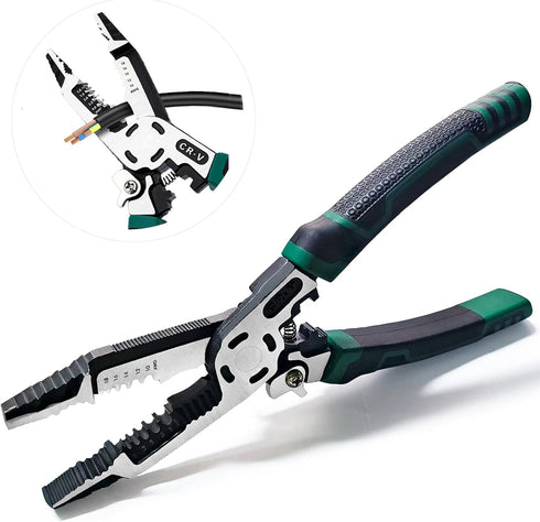 10-in-1 Wire Stripper Tool, Multifunctional Plier with Wire Stripper, Crimper, Side Cutter for Electric Cable