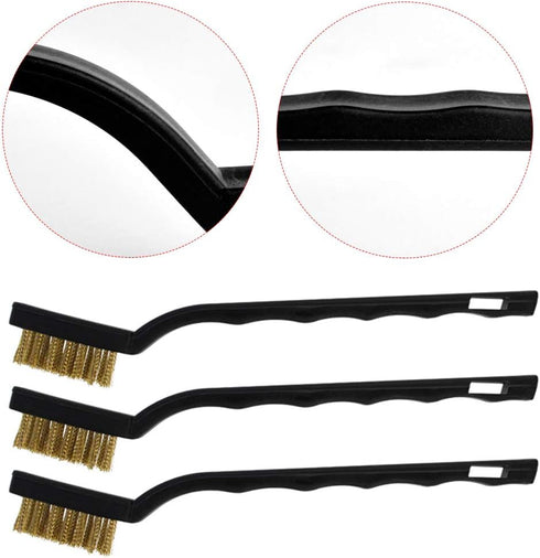 15 Pcs Mini Brass Wire Brush Set for Cleaning, Welding Slag Rust, Curved Handle Brushes
