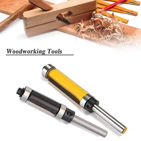 Mesee 2 Pieces Flush Trim Router Bit Set, 1/4 Inch Shank, Pattern Template Trimming Router Bits with Bearing Guide,