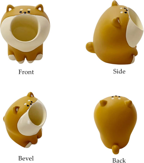 Cute Small Pen Pencil Holder, Kawaii Resin Cat Dog Dinosaur Rabbit Mini Storage Organizer