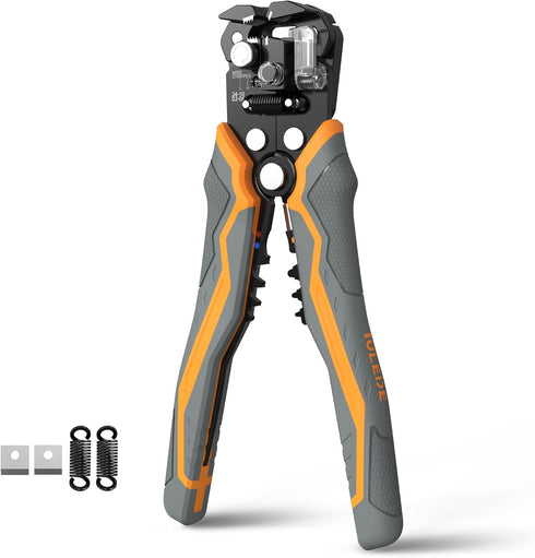 3-In-1 Self Adjusting Wire Stripper Tool, 8 Inch, Stripper/Cutter/Crimping for 10-24 AWG, Blades & Springs Included