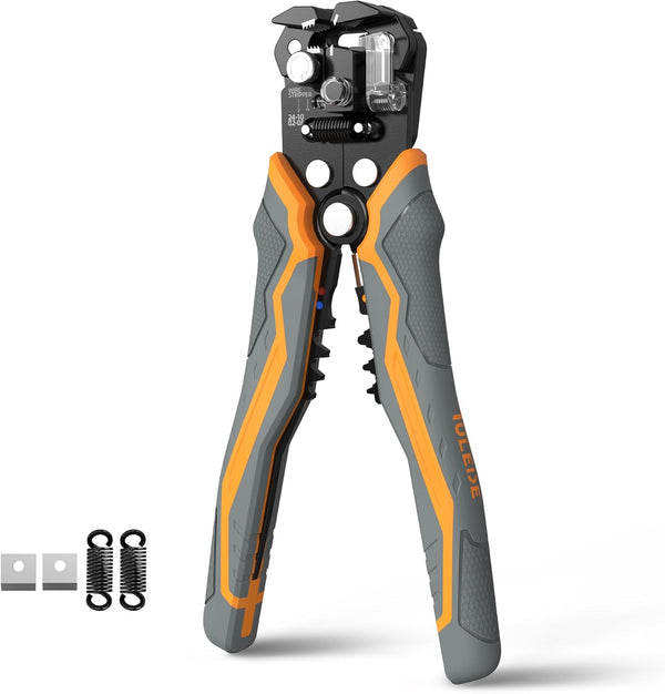 3-In-1 Self Adjusting Wire Stripper Tool, 8 Inch, Stripper/Cutter/Crimping for 10-24 AWG, Blades & Springs Included