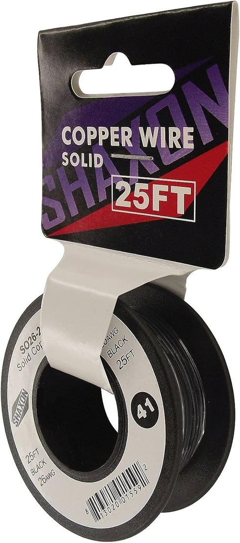Shaxon SO26-25BK Solid Copper Wire on Spool, 25-Feet, Black