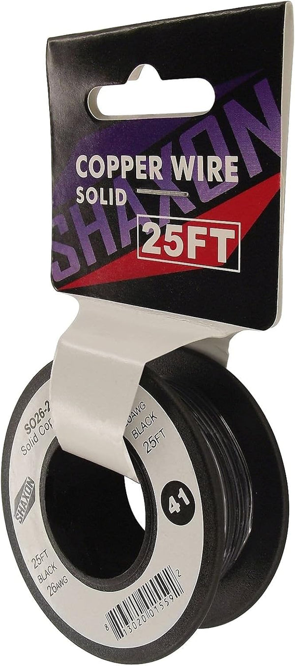 Shaxon SO26-25BK Solid Copper Wire on Spool, 25-Feet, Black