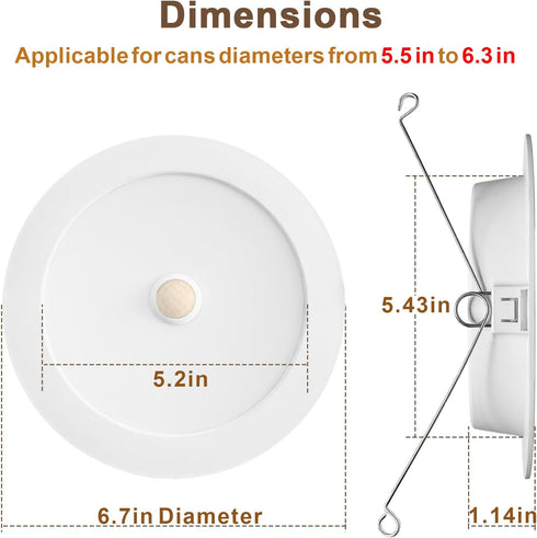 7117 6 Inch 16W 5500K E26, 2Pack Motion Sensor LED Recessed Lights, Downlight Daylight, Motion Activated Security