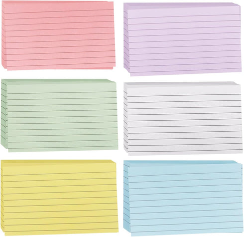 YOLCAR Colored Index Cards 3 x 5 Inch, 300 Count Ruled Index Cards,