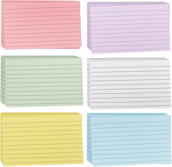 YOLCAR Colored Index Cards 3 x 5 Inch, 300 Count Ruled Index Cards,