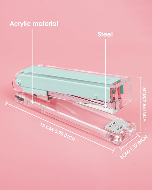 Clear Acrylic Stapler, Desktop Stapler, Office Stapler, Elegant Modern Desk Accessory for The Desk at Home, Office, or School(Macaron Green) by Honagu